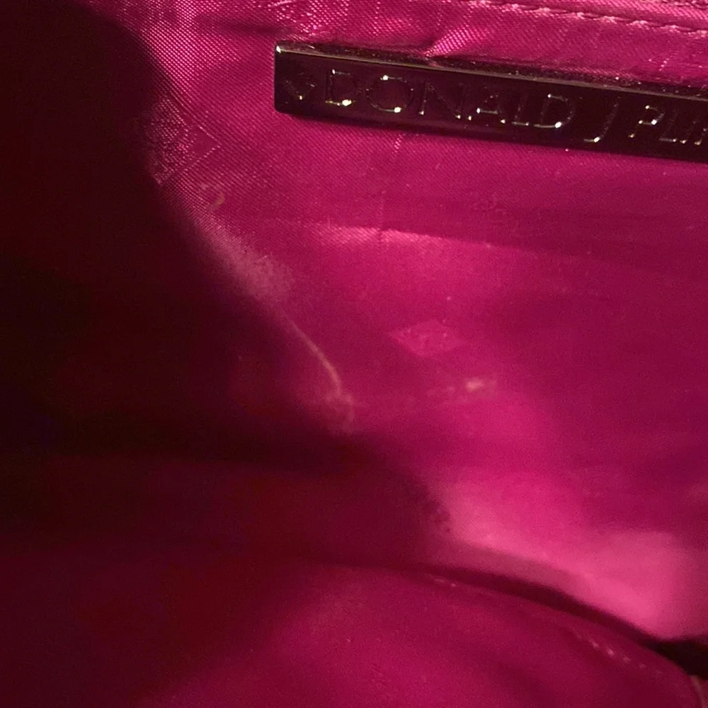 Donald Pliner Purse Bag Brown Suede w/studded leather trim Pink interior - Picture 10 of 14